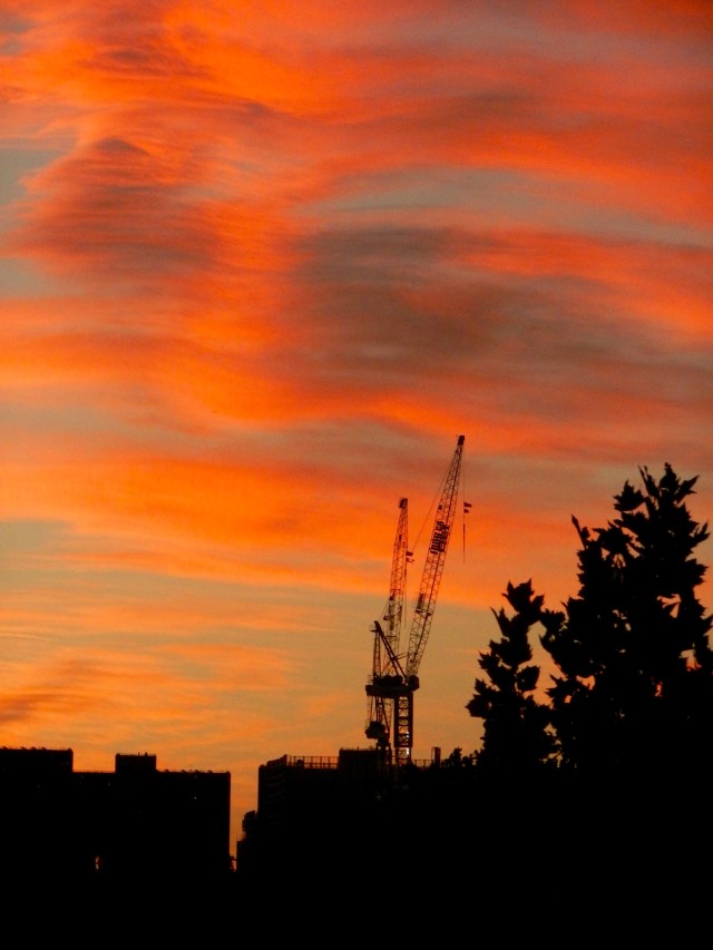 Sunset with crane